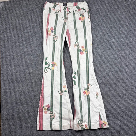 BDG Urban Outfitters Denim - BDG Urban Outfitters Jeans Womens 29 Floral Striped Flare White Pink Green